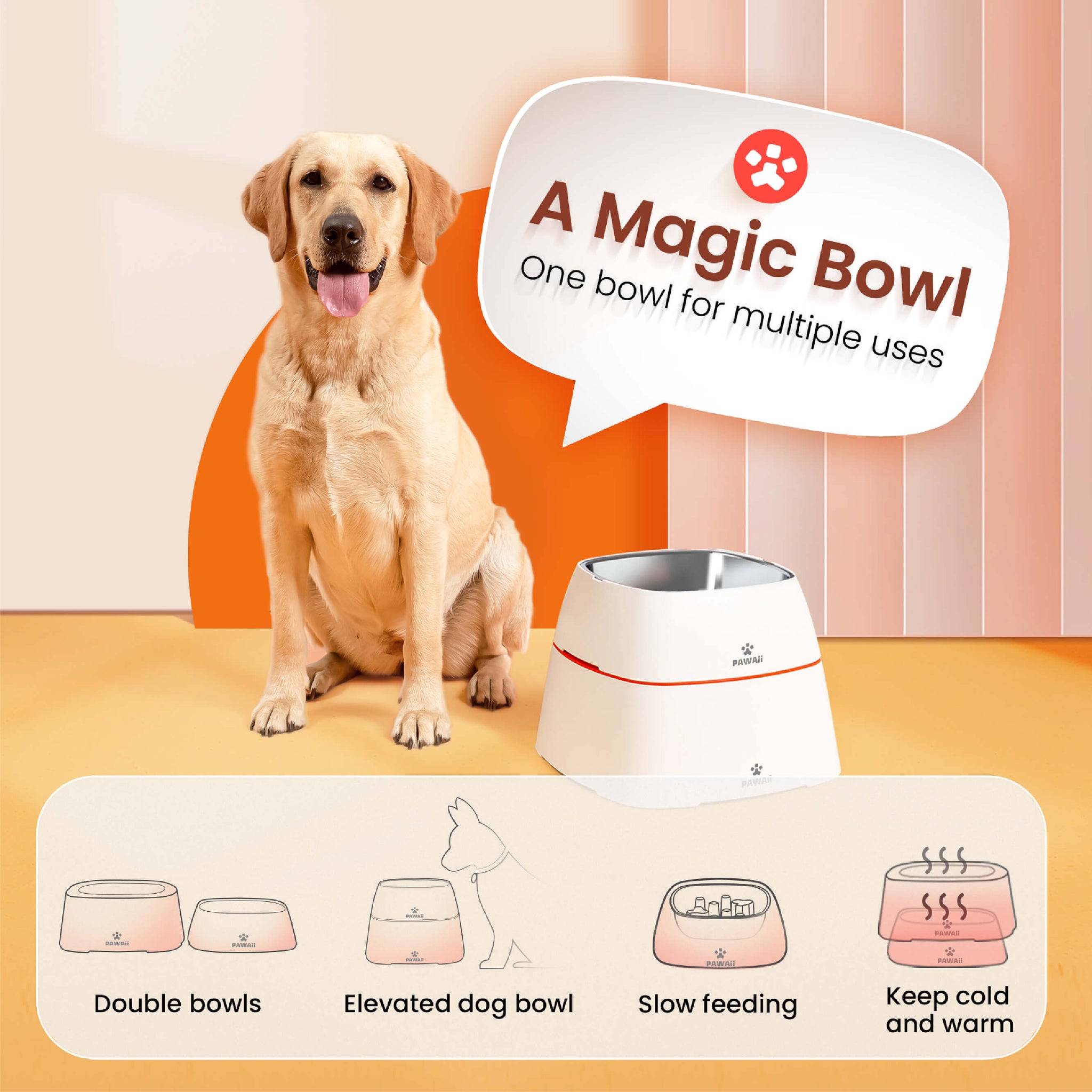 PAWAii Magic Dog Bowls, Multi-function Elevated Dog Bowl - PAWAii